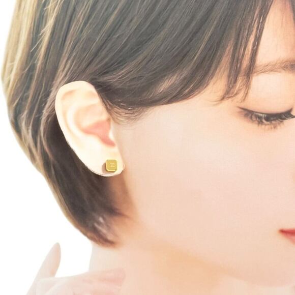 Celine Women's Asymmetrical Stud Earrings, Triomphe, Aftermarket Backs - Picture 9 of 10